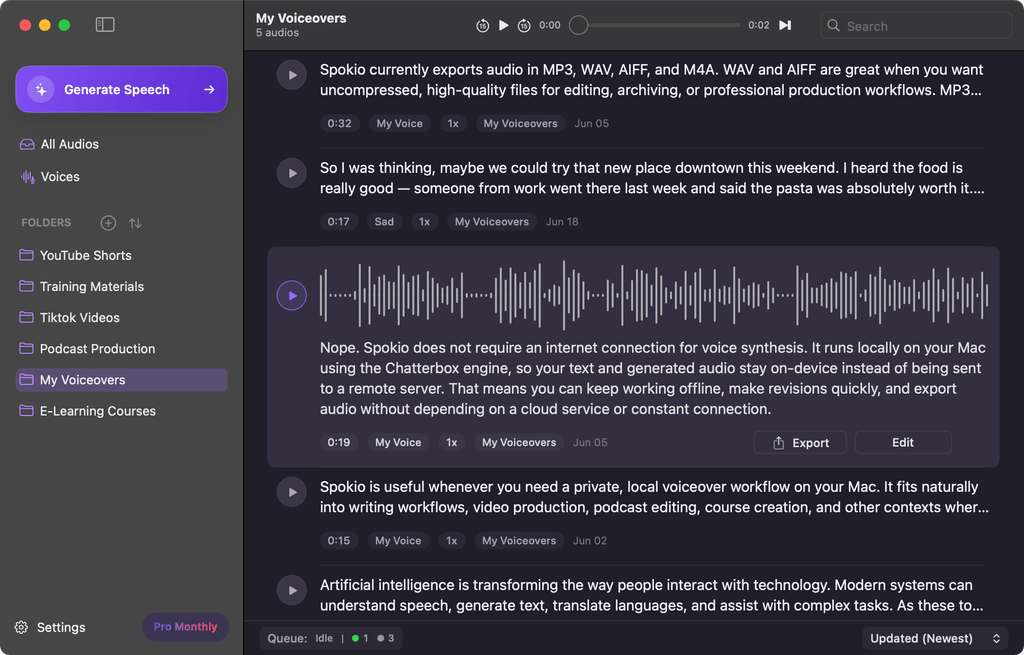 Spokio app preview