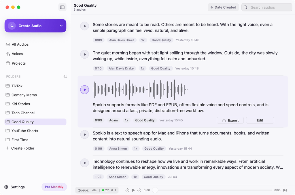 Spokio app preview