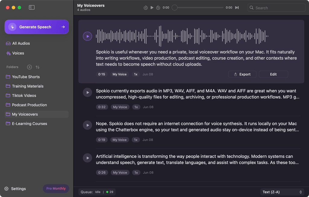 Spokio app preview